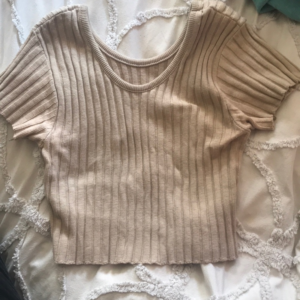 Midriff Ripped Khaki Top